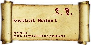 Kovátsik Norbert névjegykártya