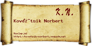 Kovátsik Norbert névjegykártya